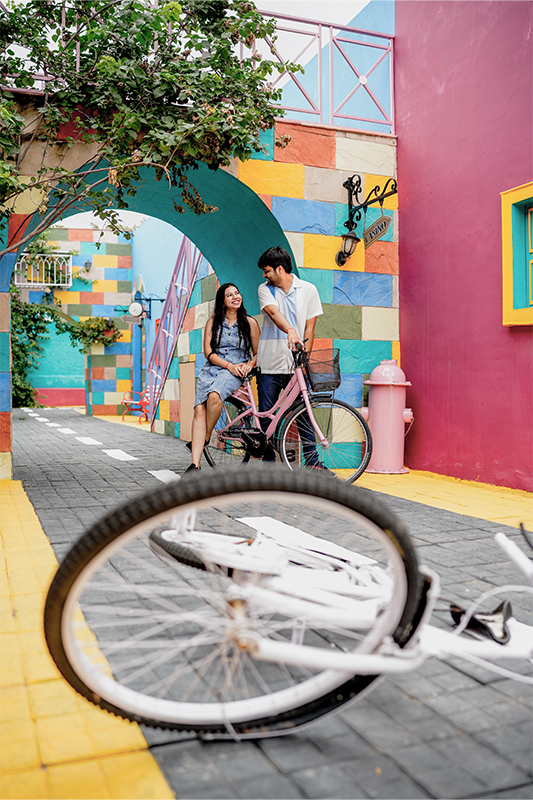 Creative studio lighting couple photoshoot at Artificial Sets in Jaipur Film City