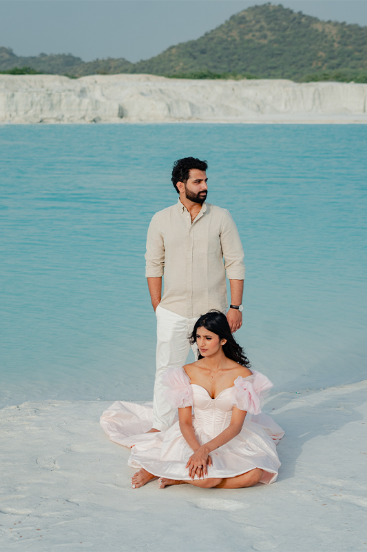 Stunning snow-like white ground pre-wedding shoot at Kishangarh Dumping Yard