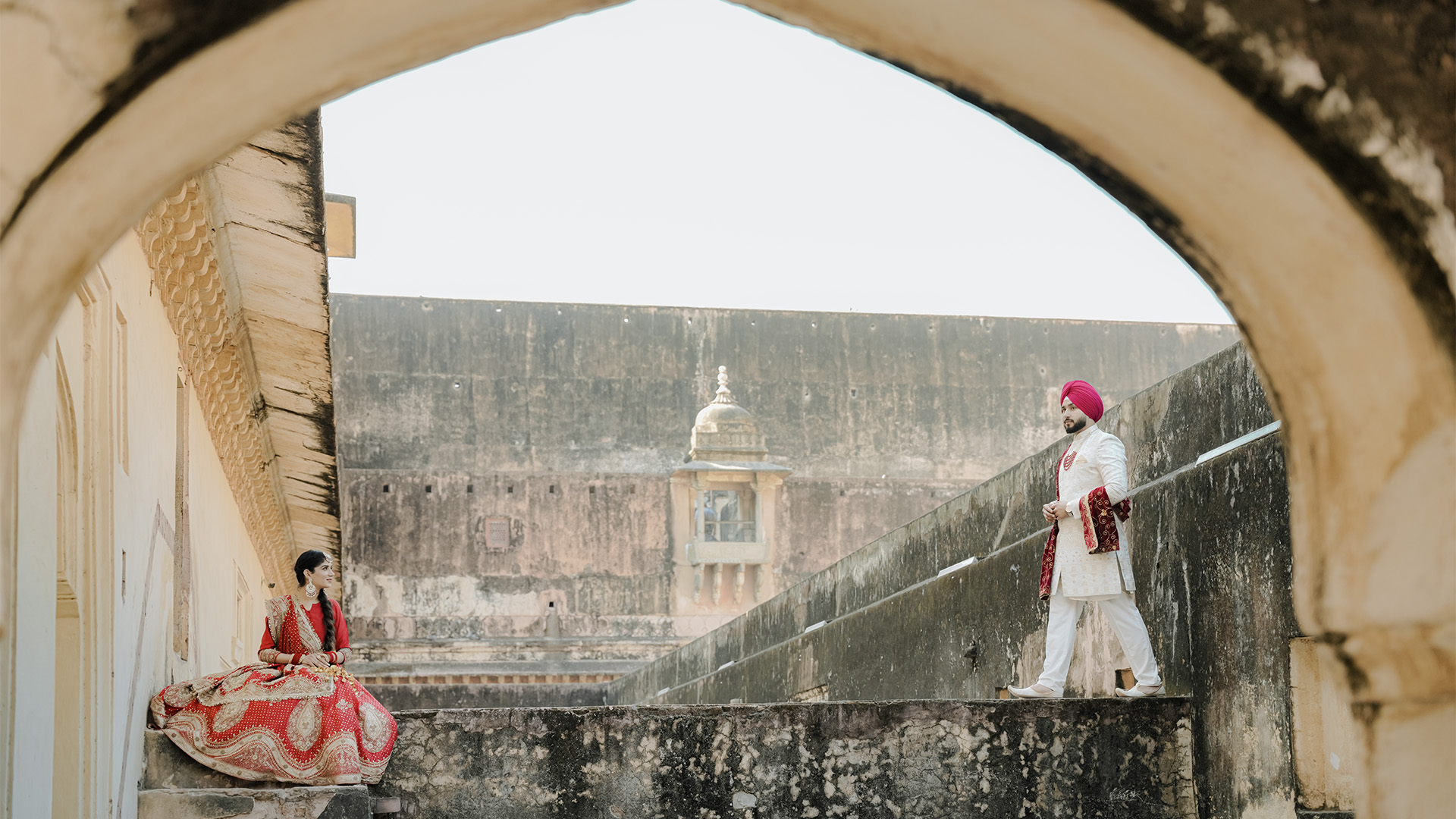 Stunning Indian couple photography at heritage location in Jaipur